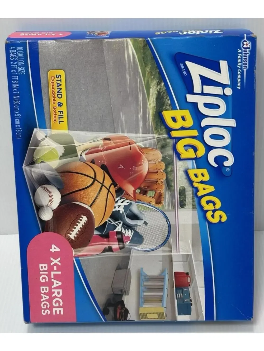Ziploc Big Bags XL 10 Gallon 4 Count Heavy Duty Storage Bags Expandable Bottom